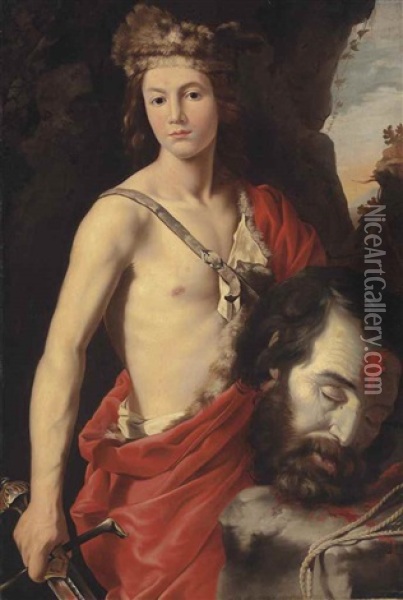 David With The Head Of Goliath Oil Painting - Francesco Guarino