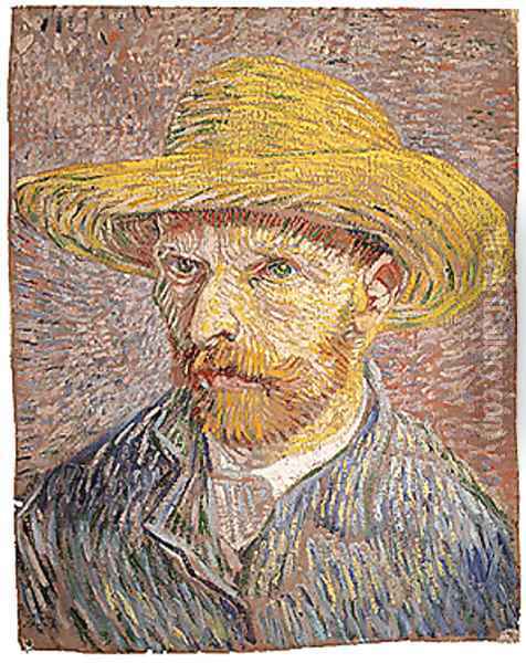 Self portrait with a Straw Hat (verso The Potato Peeler) probably 1887 Oil Painting - Vincent Van Gogh