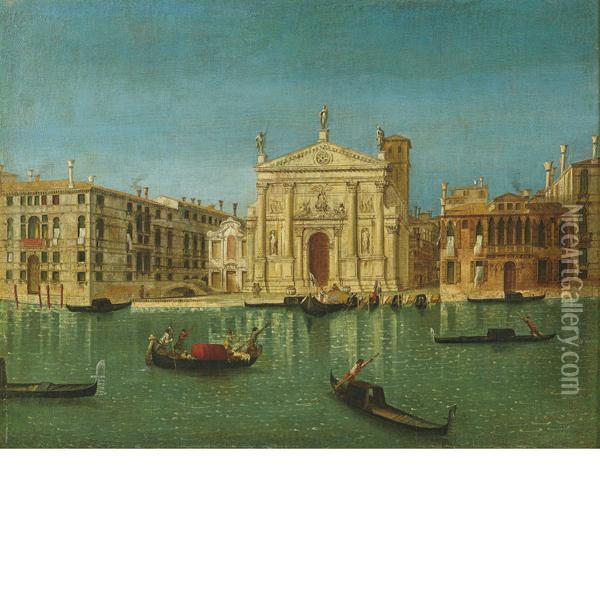 Veduta Del Canal Grande Con La Chiesa Di San Stae Oil Painting - Michele Marieschi