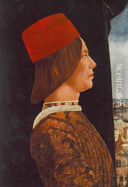 Portrait of Giovanni II Bentivoglio c. 1480 Oil Painting - Ercole de' Roberti
