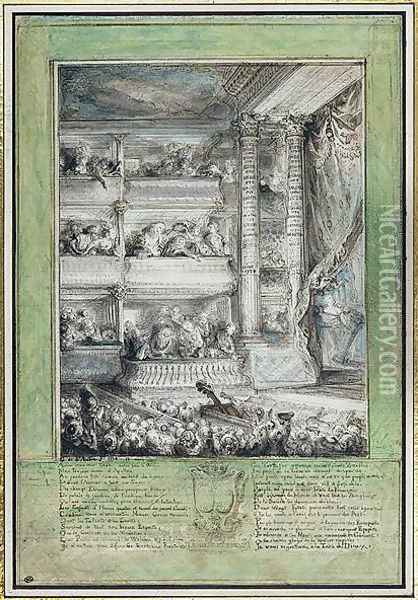 The Crowning of Voltaire at the Theatre Francais Oil Painting - Gabriel De Saint Aubin