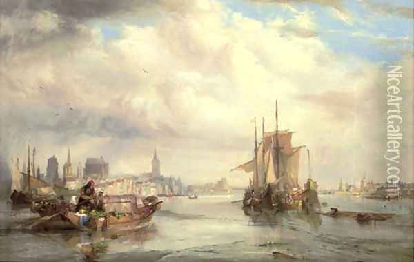 Market barges on the Rhine at Cologne Oil Painting - George Balmer