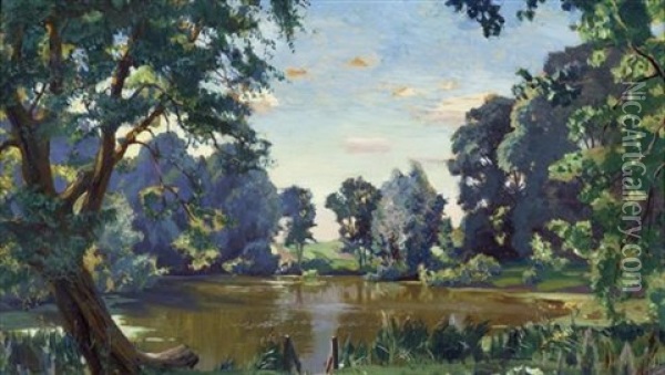 Landschaft Mit Teich Oil Painting - Arkady Rylov