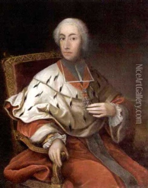 Portrait Of Cardinal Clement Augustus Von Wittelsbach, Archbishop Elector Of Cologne Oil Painting - George de Marees