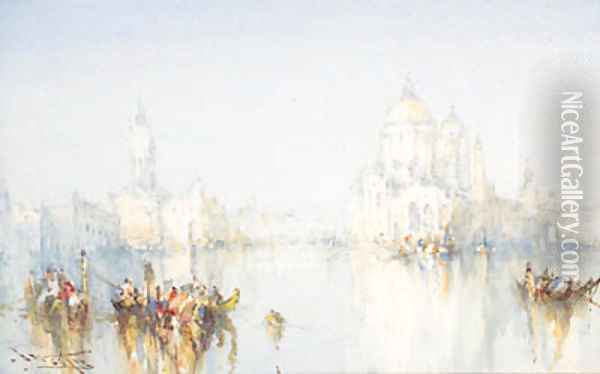 Gondolas on the Grand Canal, Venice Oil Painting - Frank Wasley