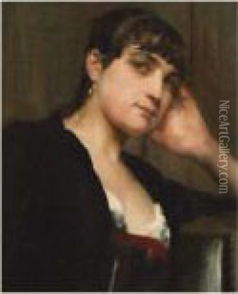 Portrait De Femme Oil Painting - Paul Alexandre Alfr. Leroy