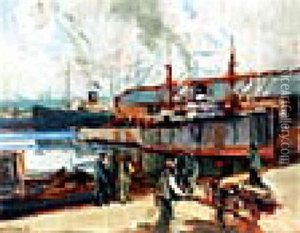Clarendon Dock, Belfast Oil Painting - James Humbert Craig