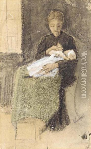 Sien Nursing Baby Oil Painting - Vincent Van Gogh