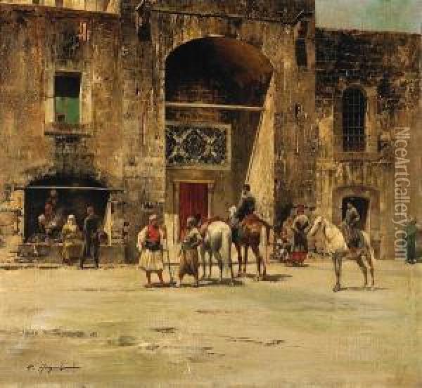 An Arab Archway Oil Painting - Victor Pierre Huguet