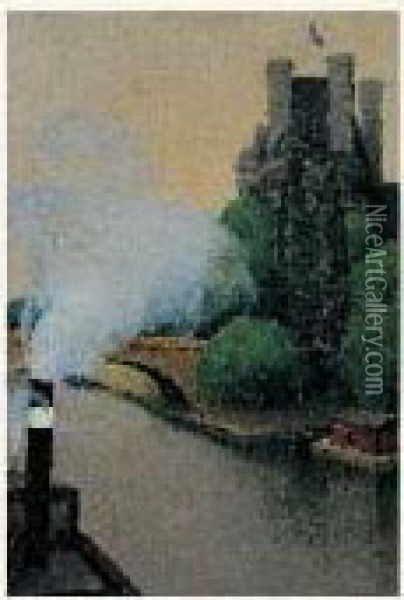 Paris, Le Pont Royal, Circa 1915-1920 Oil Painting - Felix Elie Tobeen