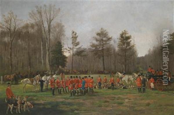 Before Setting Off On The Fox Hunt Oil Painting - Charles Fernand de Condamy