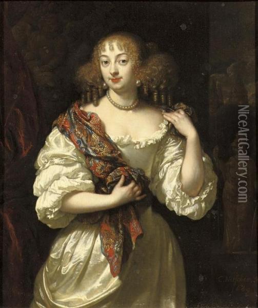 Portrait Of A Lady Oil Painting - Caspar Netscher