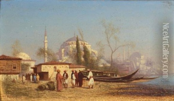 Vue De Constantinople Oil Painting - Charles Theodore (Frere Bey) Frere