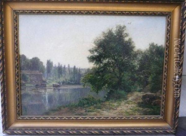Paysage Au Moulin. Oil Painting - Gabriel Mathieu