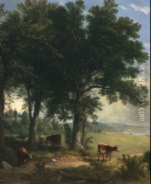 In The Shade Of The Old Oak Tree Oil Painting - Asher Brown Durand