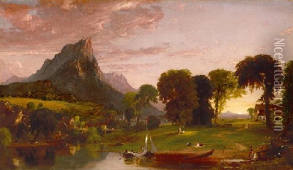 View Near Sherburne, Chenango County, New York, 1853 Oil Painting - Jasper Francis Cropsey