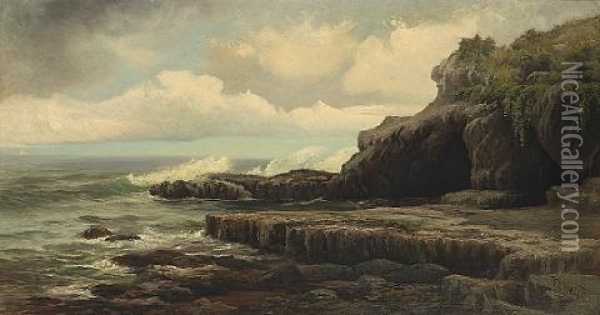 A Cave On The Santa Cruz Coast Oil Painting - Frank Lucien Heath