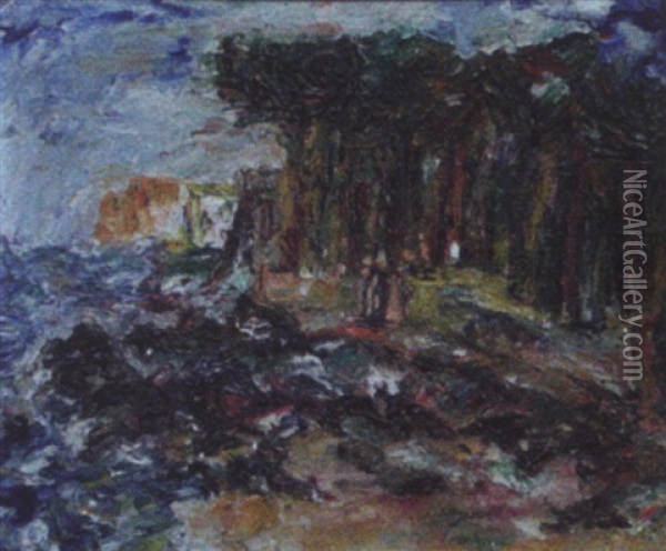 Sudlandische Landschaft Am Meer Oil Painting - Fritz Rhein