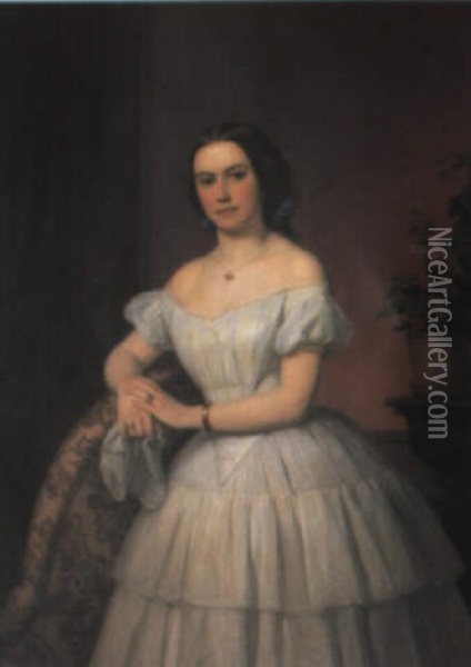 Ung Kvinde I Hvid Kjole Oil Painting - Elisabeth Anna Maria Jerichau-Baumann