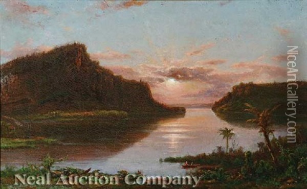 Tropical Sunset Oil Painting - Ferdinand Richardt