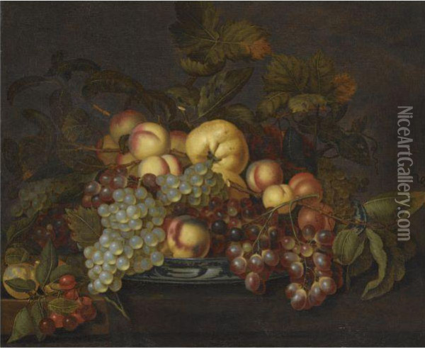 A Still Life With Grapes Oil Painting - Bartholomeus Assteyn