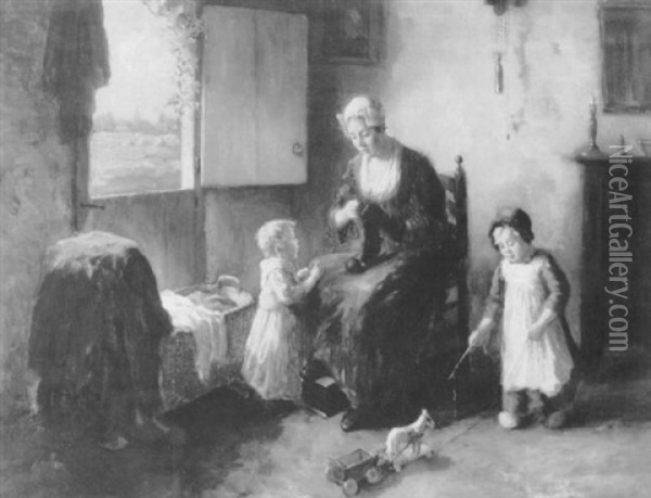 A Family Afternoon Oil Painting - Bernard de Hoog