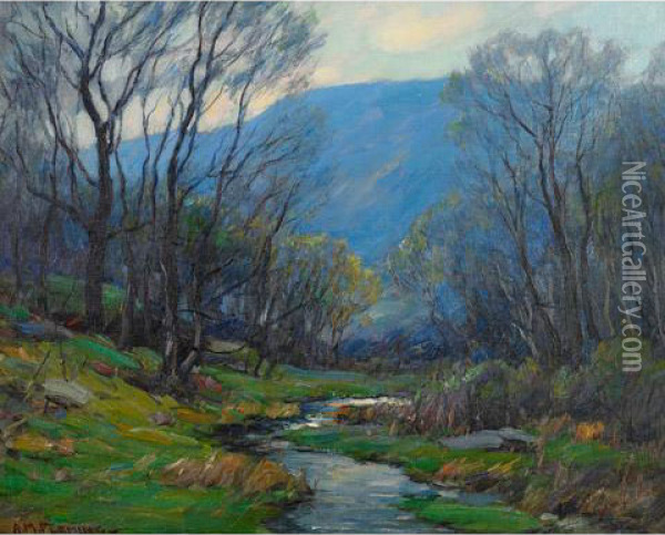 Misty Morning In Early Spring, Credit Valley Oil Painting - Alexander M. Fleming
