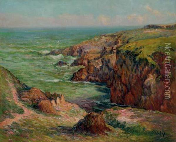 Pointe De Beg Antorn A Moelan (finistere) Oil Painting - Jules Leray