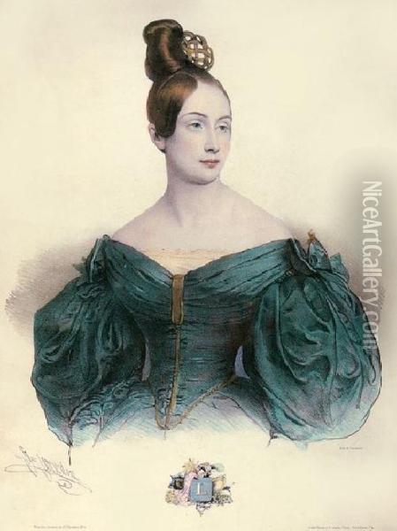 Portret Mlodej Kobiety - Mme L Oil Painting - Henri Grevedon