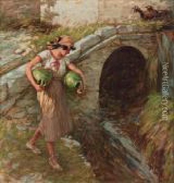 Girl With Jars Oil Painting - Henry Herbert La Thangue