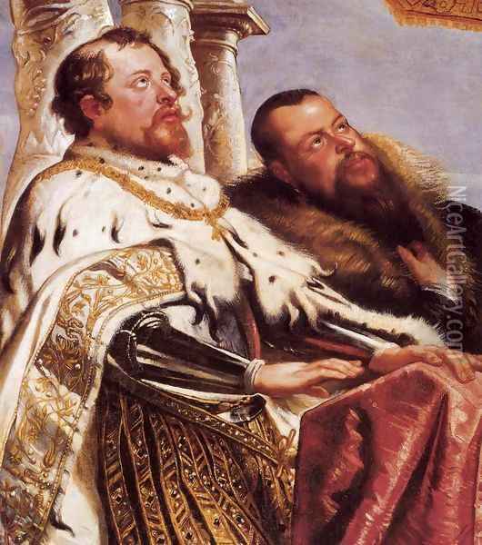 The Gonzaga Family Worshipping the Holy Trinity (detail) Oil Painting - Peter Paul Rubens