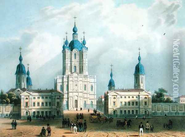 The Smolny Cloister in St. Petersburg Oil Painting - Adolphe Jean-Baptiste Bayot