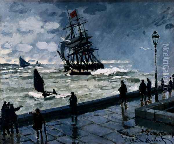 The Jetty At Le Havre, Bad Weather Oil Painting - Claude Oscar Monet