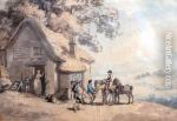 Travellers Resting At A Dorchester Inn Oil Painting - Thomas Rowlandson