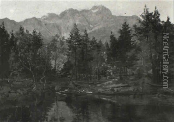 Am Riesersee Bei Garmisch-partenkirchen Oil Painting - Hugo Degenhard