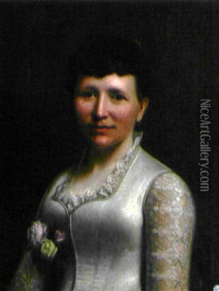 Portrait De Femme Aux Roses Oil Painting - Carnig Eksergian