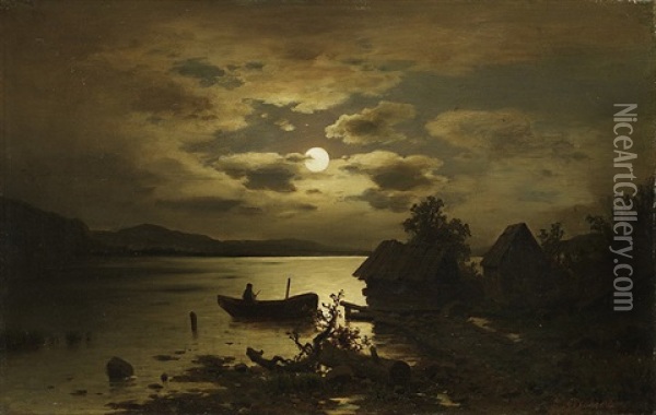Nachtliche Landschaft Mit Fischerboot Oil Painting - Rufin Gavrilovich Sudkovsky