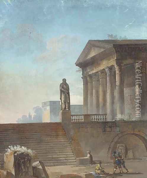 Homage to classicism Oil Painting - Hubert Robert