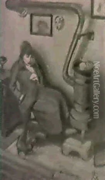 Mimi Pinson In Der Stube Oil Painting - Albert-Sebastian Oesch