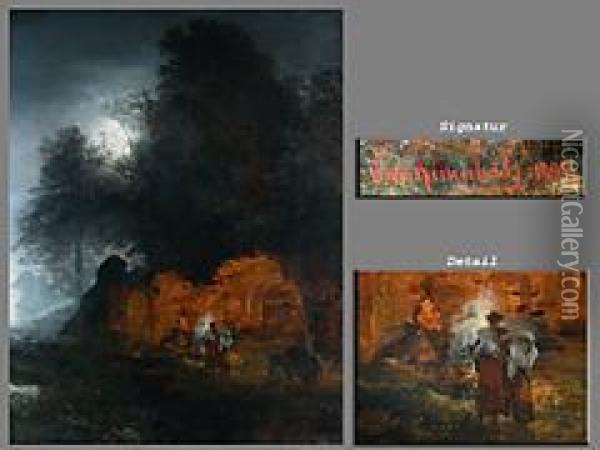 Nachtliches Lager Oil Painting - Oswald Achenbach
