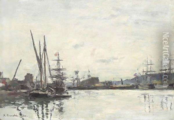 Deauville-Le Bassin Oil Painting - Eugene Boudin