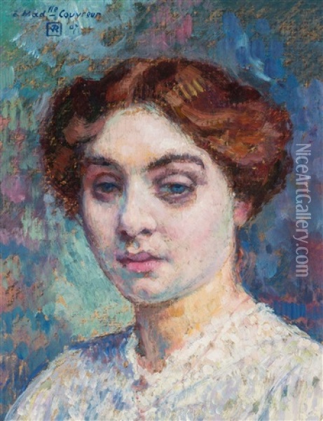 A Portrait Of Mademoiselle Couvreur Oil Painting - Theo van Rysselberghe