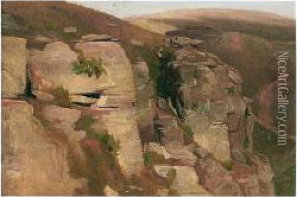 (v) Felsenwand (cliff) Oil Painting - Louis Kolitz