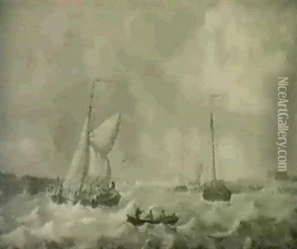 Entering The Harbor Oil Painting - Joseph Sipkes