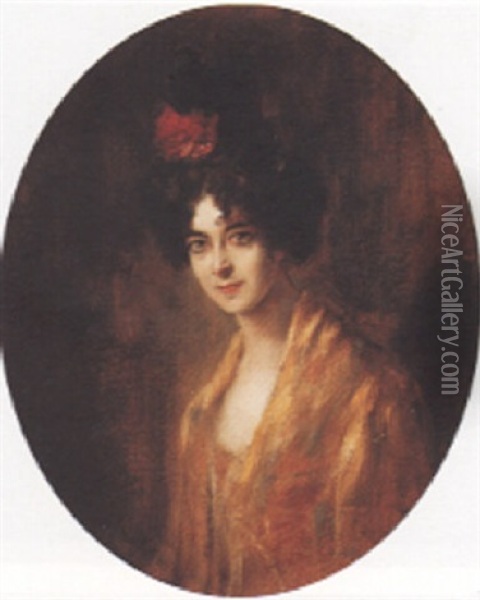 Damenbildnis (die Tanzerin Saharet?) Oil Painting - Otto Propheter