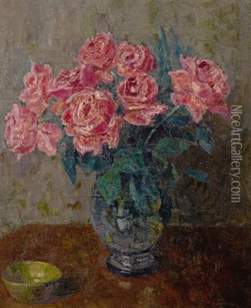 Still Life With Roses Oil Painting - Arnold Borisovich Lakhovsky