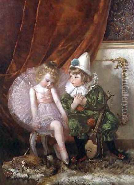 Pierrot and Pierrette Oil Painting - Edmond Louyot