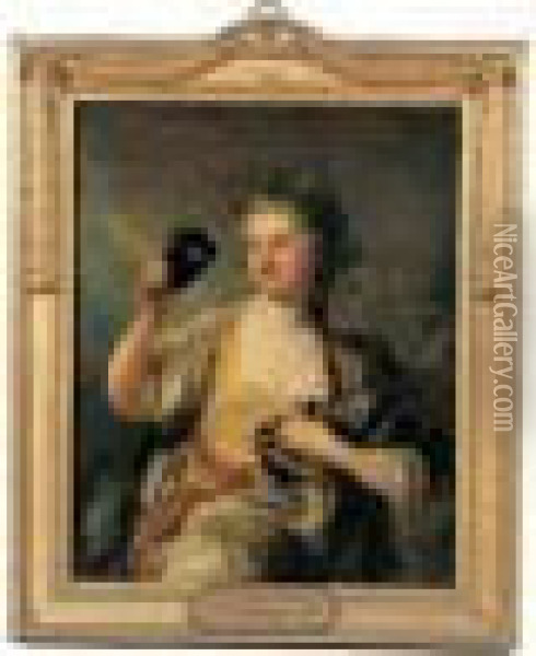 Portrait De Francoise Piquefeu De Longpre, En Thalie Oil Painting - Louis-Michel Van Loo