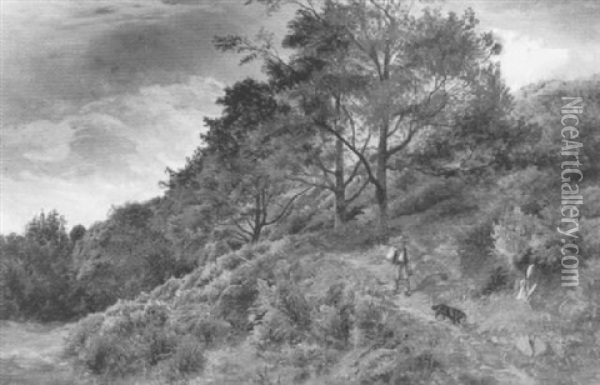 Mountain Path, North Wales Oil Painting - Sidney Richard Percy