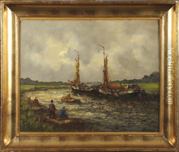 Les Peniches Oil Painting - Johan Hendrik van Mastenbroek